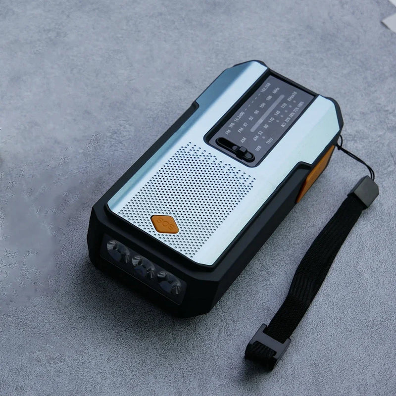 Emergency Solar Crank Radio – NOAA Weather Alert | 2000 mAh Power Bank | LED Flashlight & SOS Alarm