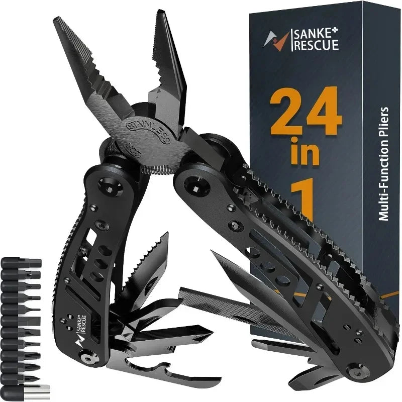 Sanke™ 24-in-1 Tactical Multitool Pliers – Heavy Duty EDC Survival Tool with Sheath for Camping, Hunting & Repairs