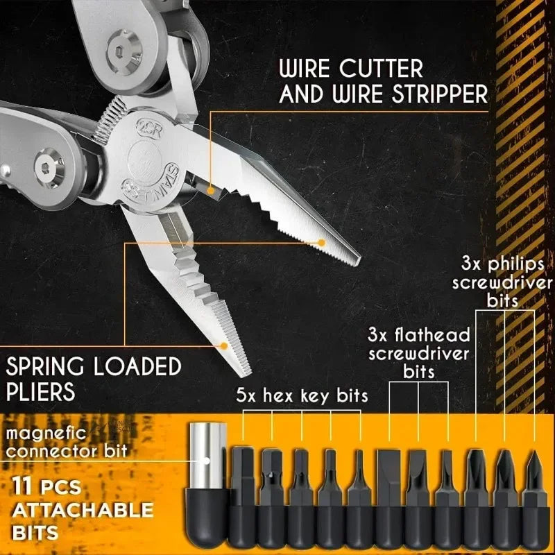 Sanke™ 24-in-1 Tactical Multitool Pliers – Heavy Duty EDC Survival Tool with Sheath for Camping, Hunting & Repairs