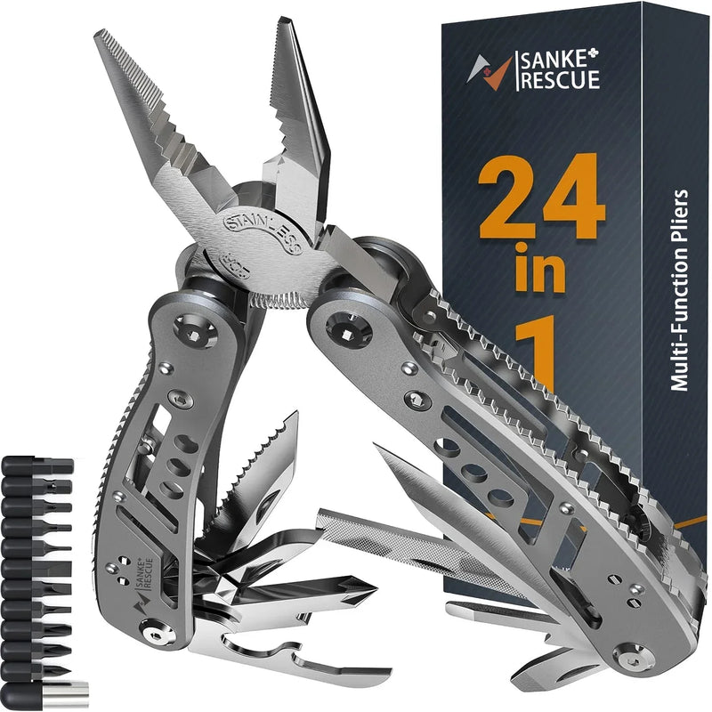 Sanke™ 24-in-1 Tactical Multitool Pliers – Heavy Duty EDC Survival Tool with Sheath for Camping, Hunting & Repairs