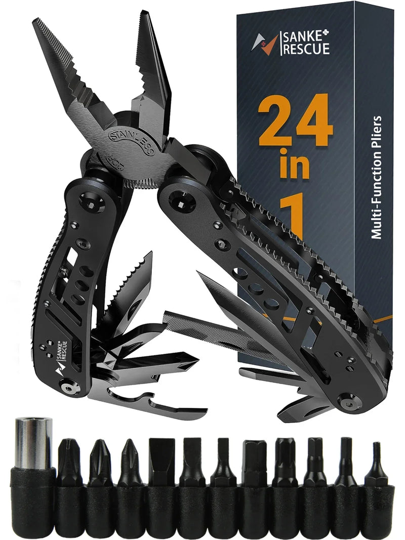 Sanke™ 24-in-1 Tactical Multitool Pliers – Heavy Duty EDC Survival Tool with Sheath for Camping, Hunting & Repairs
