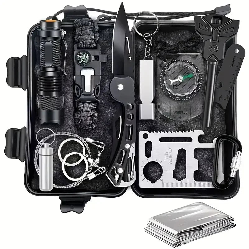 LifeCore™ 12-in-1 Tactical Survival Kit – Emergency Outdoor Multi-Tool Gear for Camping & Self-Defense