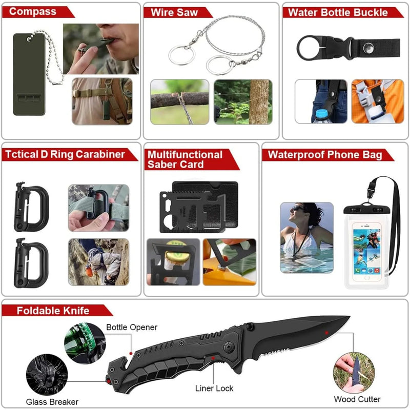 LifeCore™ 222-in-1 Ultimate Survival & First Aid Kit — Tactical MOLLE Bag + Multi-Tool Gear for Outdoor, Camping & Emergency