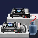 Dual-Use Portable Gas Stove – High-Temperature Resistant Butane & LPG Camping Burner with Safety Lock and Storage Case